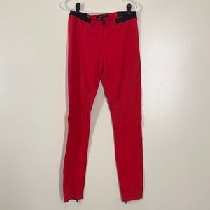 BCBGMaxAzria Vibrant Red Pants with Black & Zipper Trim on ankles Small Elastic